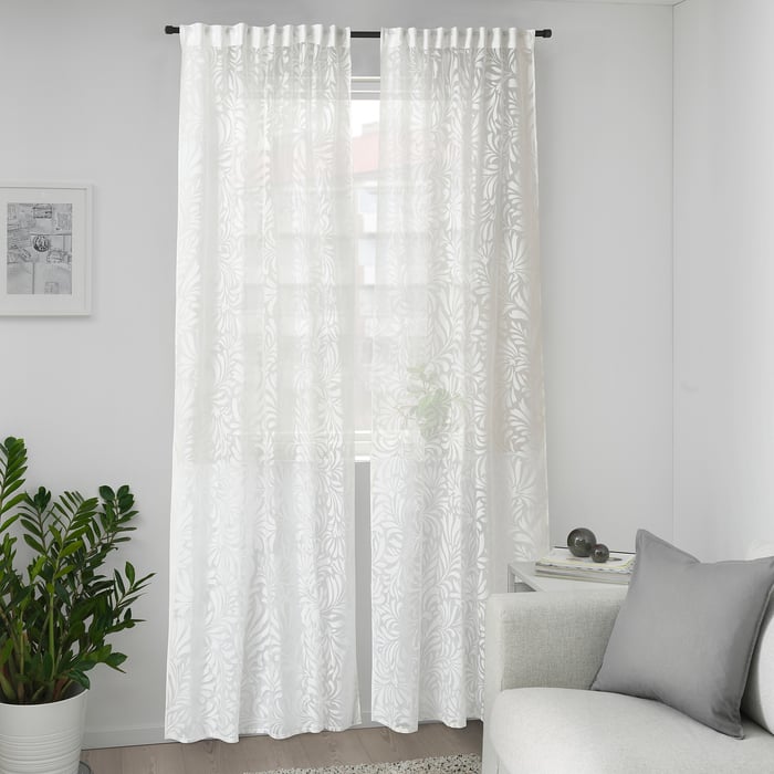 SKÄREFLY sheer curtains, 1 pair, white, 57x98" IKEA