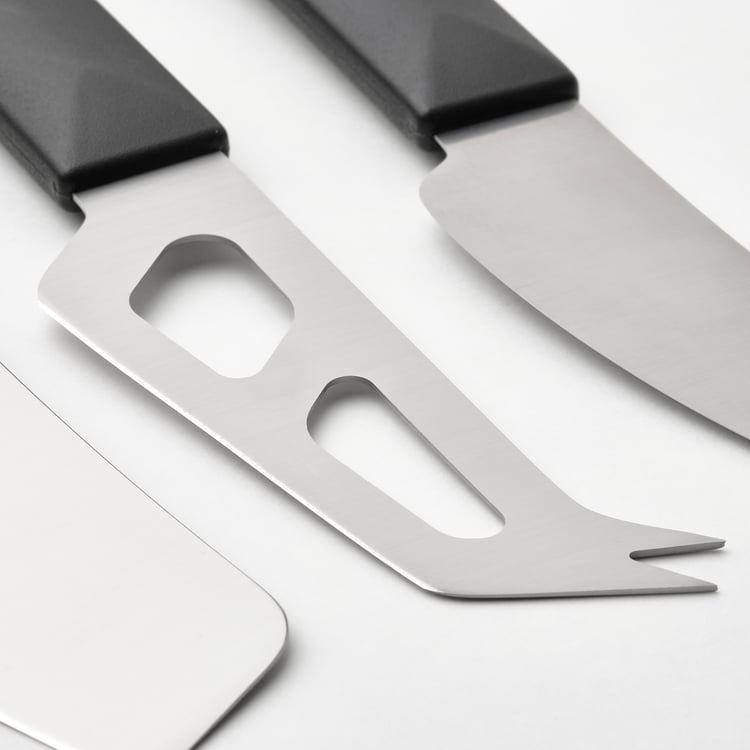 SKÄRLÅNGA cheese knife set of 3, stainless steel/black IKEA