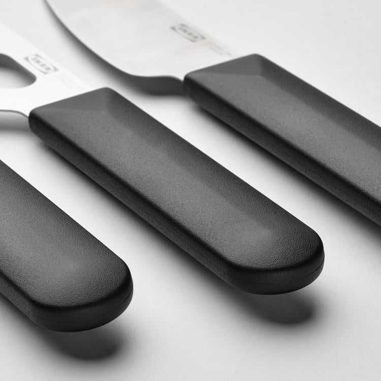 SKÄRLÅNGA cheese knife set of 3, stainless steel/black IKEA