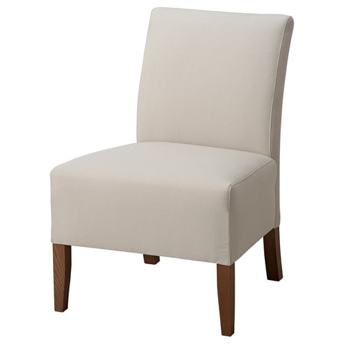 A beige SKÅPAFORS chair with wooden legs, featuring a slim, upholstered design.