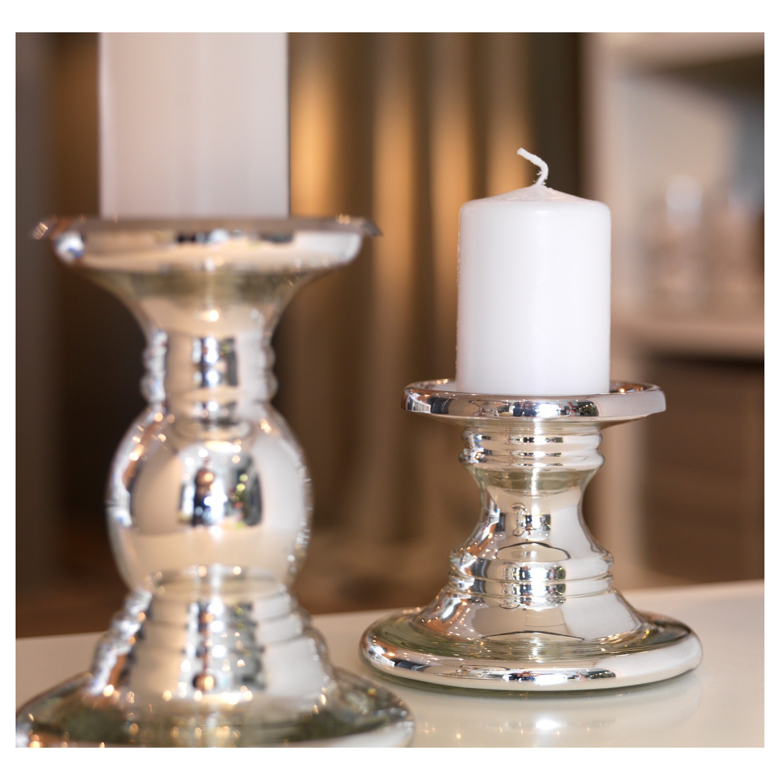 SKIMMER Block candle holder, glass, silver color, Height 7" IKEA