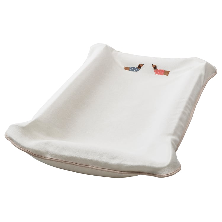 SKÖTSAM cover for changing pad, puppy pattern/white, 215/8x325/8" IKEA