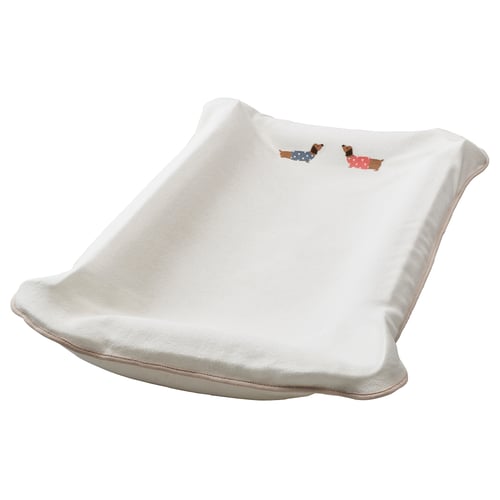 SKÖTSAM cover for changing pad, puppy pattern/white, 215/8x325/8" IKEA