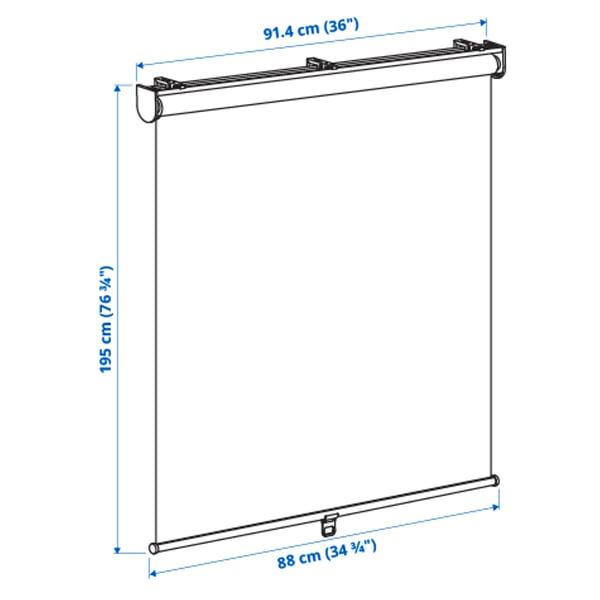 SKOGSKLÖVER Roller blind, white, 36x76 ¾ "