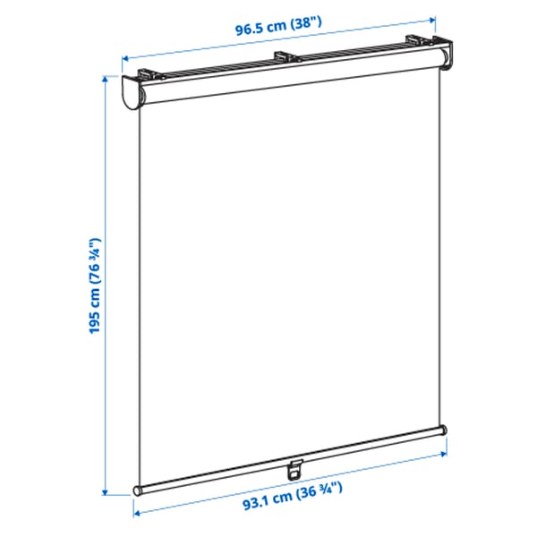 SKOGSKLÖVER Roller blind, white, 38x76 ¾ "