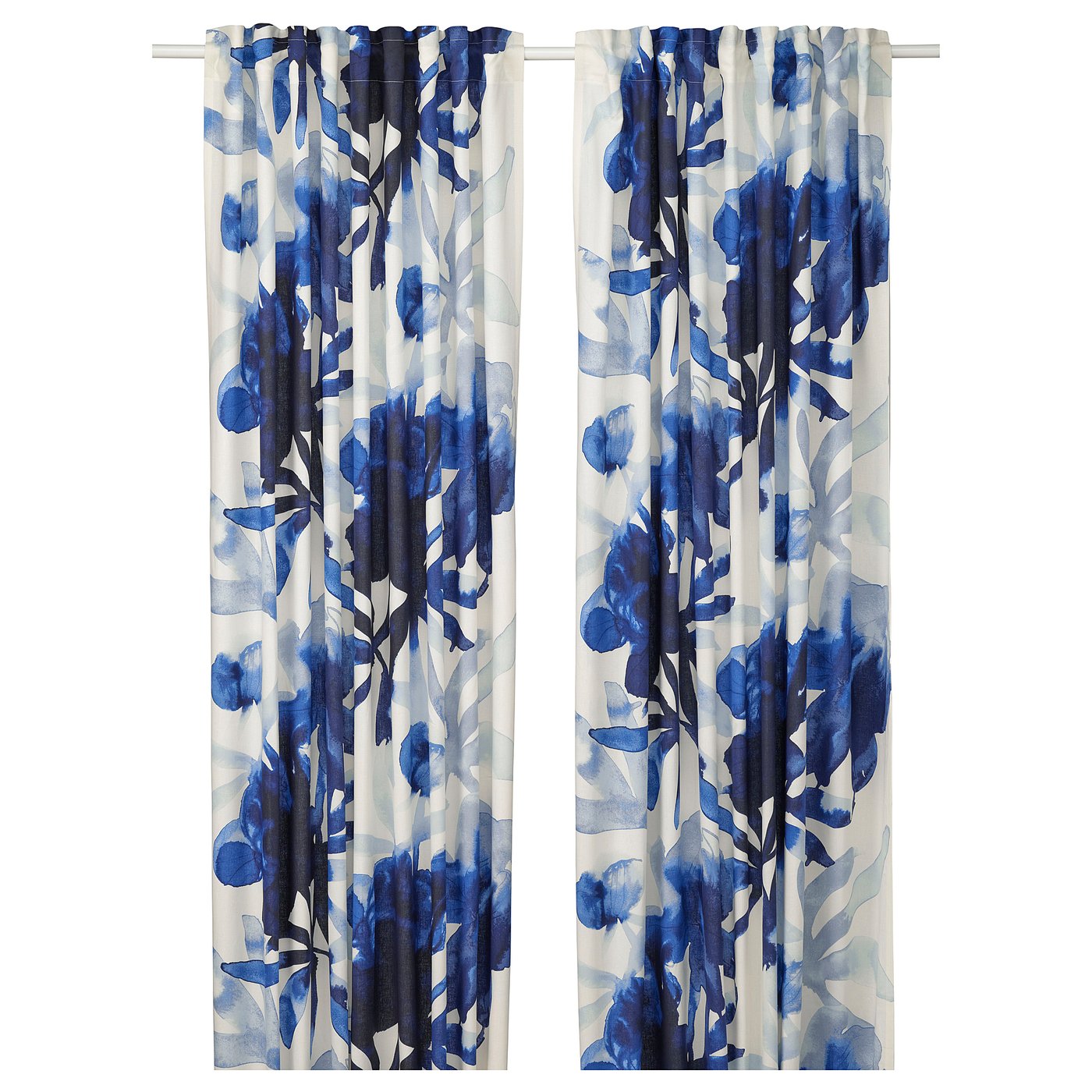 SKOGSNÄSSLA Curtains, 1 pair, blue, white