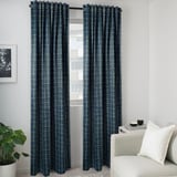 SKOGSSVINGEL Room darkening curtains, 1 pair, dark blue/green, 50x98 "