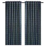 SKOGSSVINGEL Room darkening curtains, 1 pair, dark blue/green, 50x98 "