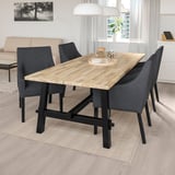 SKOGSTA / SAKARIAS Table and 4 chairs, acacia black/Sporda dark gray, 92 1/2x39 3/8 "