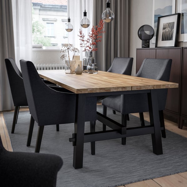 Skogsta Sakarias Table And 4 Chairs Acacia Black Sporda Dark
