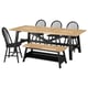 SKOGSTA / SKOGSTA Table+4 chairs bench, acacia/black/black acacia/black, 92 1/2x39 3/8 "