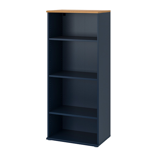 SKRUVBY Bookcase, black-blue, 23 5/8x55 1/8 "