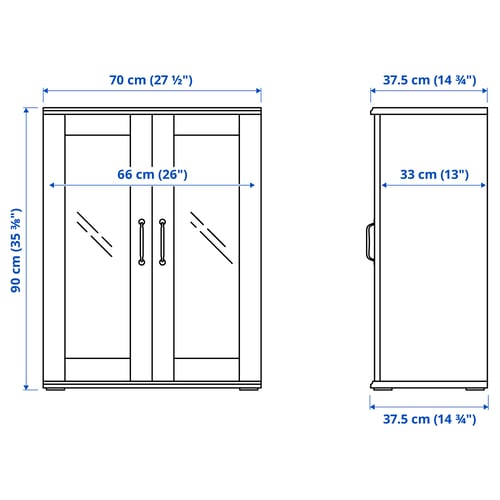 SKRUVBY Cabinet with glass doors, white, 27 1/2x35 3/8 "