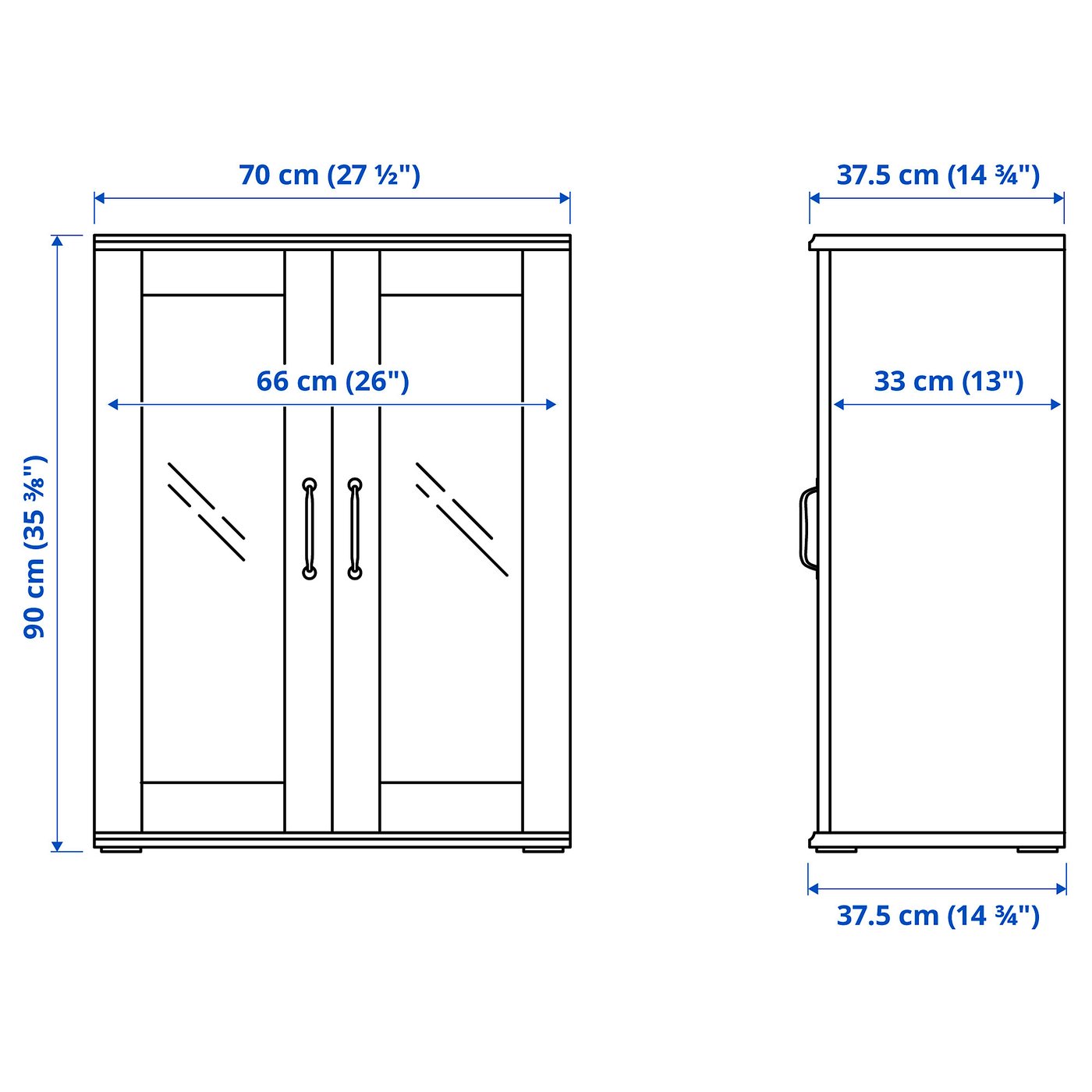 SKRUVBY Storage combination w/glass doors - black-blue 74 3/4x35 3/8 "