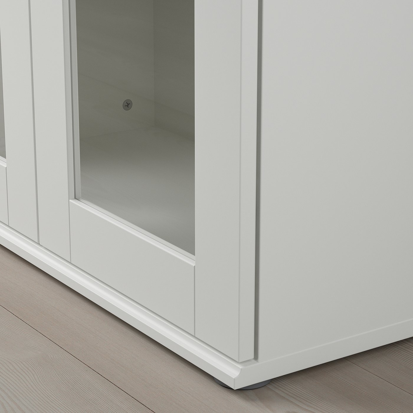 SKRUVBY storage combination w/glass doors, white, 743/4x353/8