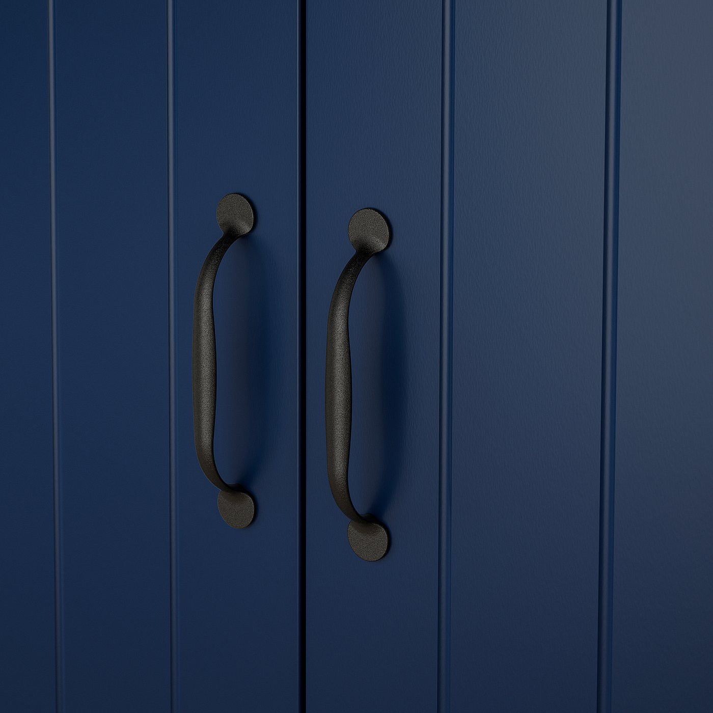 SKRUVBY TV storage combination, black-blue, 89x15x353/8