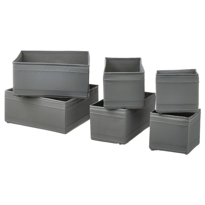 SKUBB box, set of 6, dark gray - IKEA
