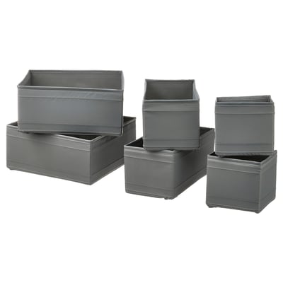 SKUBB Box, set of 6, dark gray