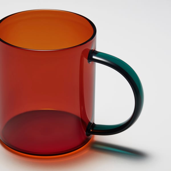 SKUGGSTUBB Mug, mixed colors brown/green, 14 oz