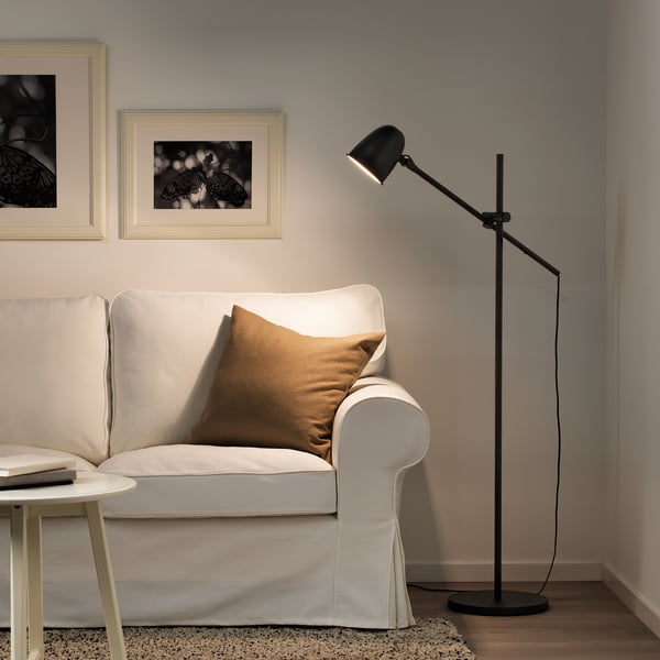 Skurup Floor Reading Lamp With Led Bulb Black Ikea