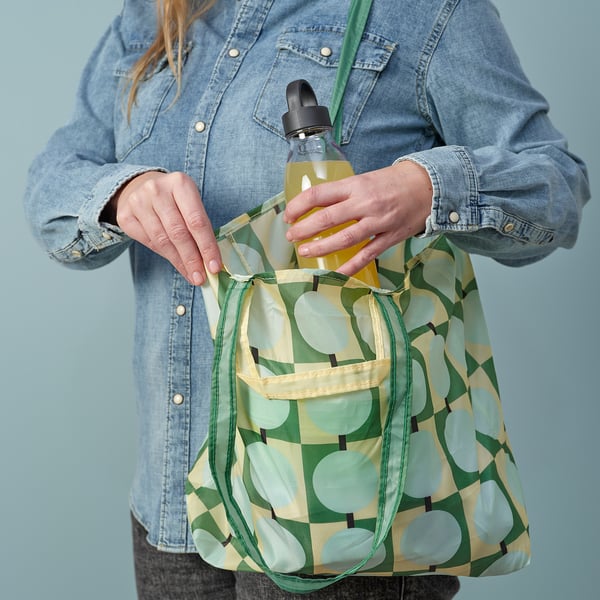 SKYNKE Shopping bag, pale yellow/multicolor, 17 ¾x14 ¼ "