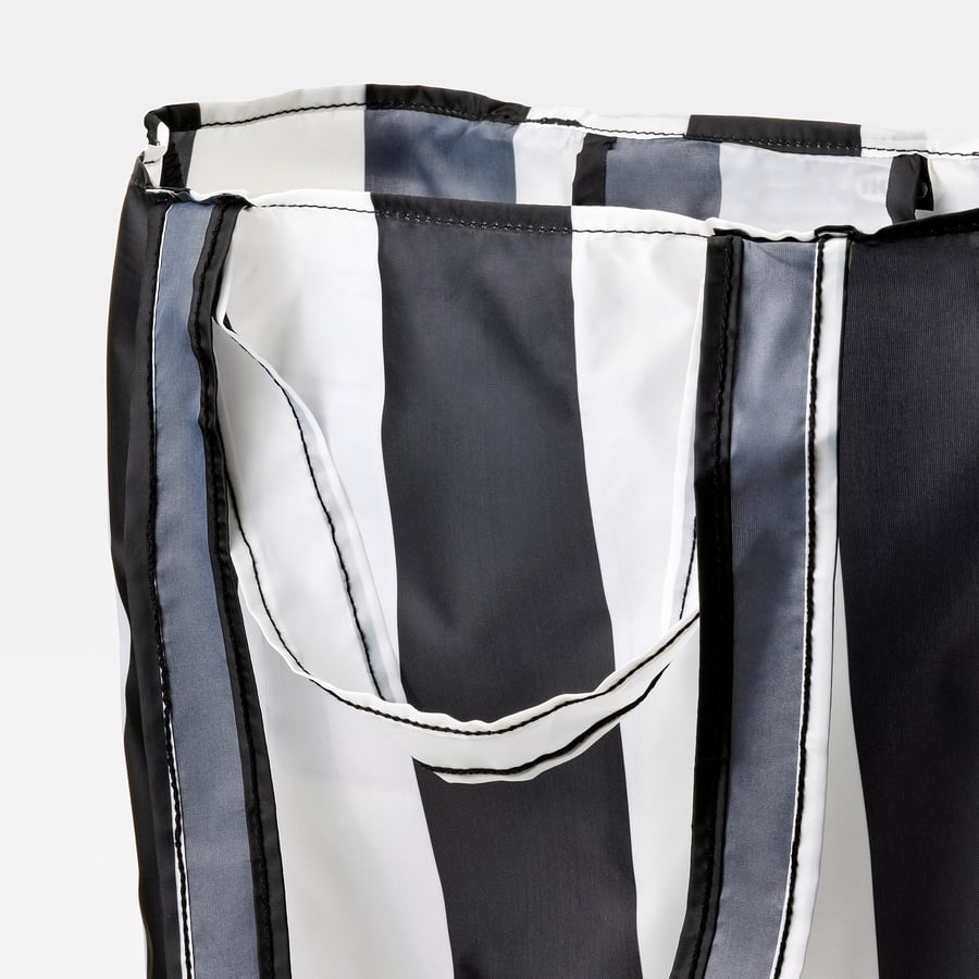 SKYNKE shopping bag, stripe/black white, 17 ¾x14 ¼" IKEA