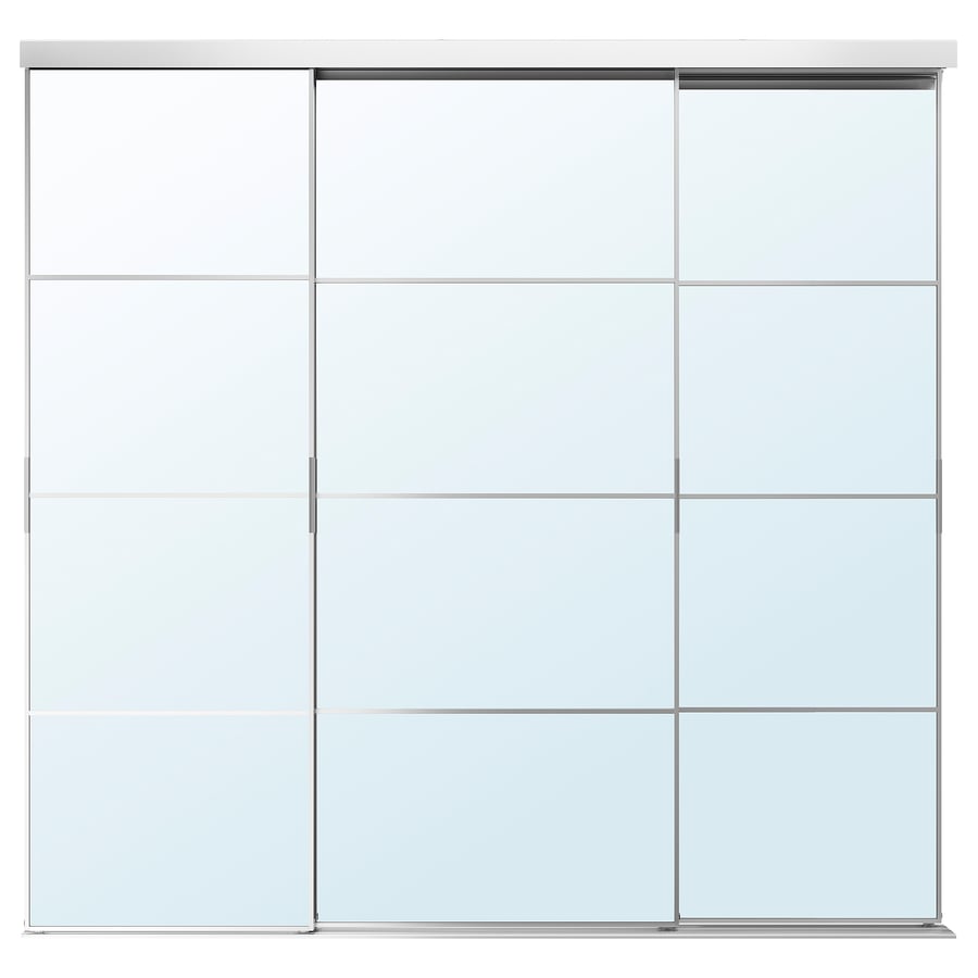 SKYTTA / AULI sliding door, aluminum/mirror glass, 987/8x941/2" IKEA