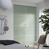 SKYTTA / AURDAL Reach-in wardrobe with sliding door, white white/Mehamn light green, 59 7/8x25 5/8x94 3/8 "