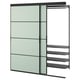 Option: SKYTTA / BOAXEL Reach-in wardrobe with sliding door, black metal/Mehamn light green, 69 5/8x25 5/8x80 1/2 "