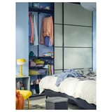 SKYTTA / BOAXEL Reach-in wardrobe with sliding door, black metal/Mehamn light green, 79 1/2x25 5/8x94 1/2 "