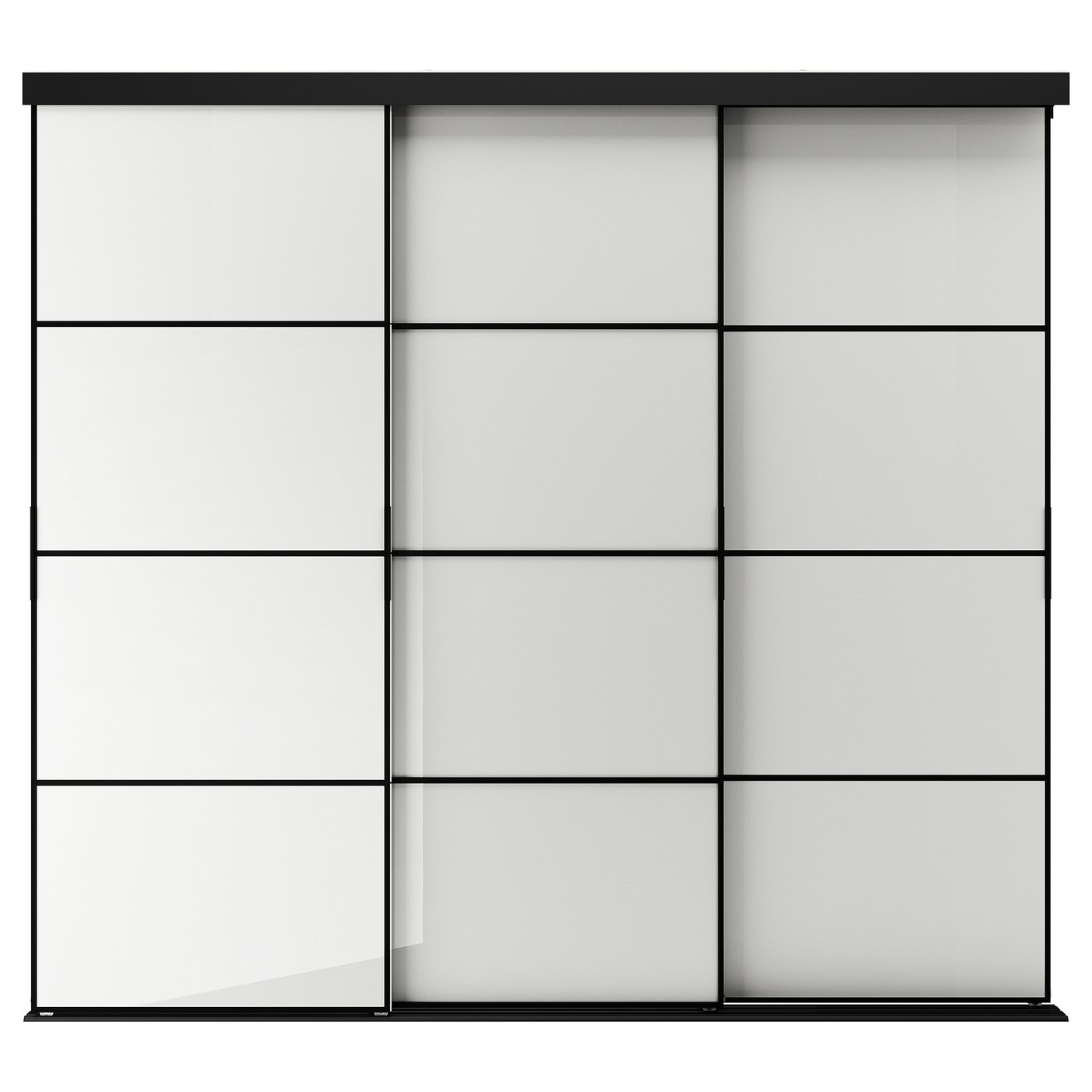 SKYTTA / HOKKSUND sliding door, black/high-gloss light gray