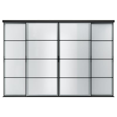 SKYTTA / SVARTISDAL Sliding door, black/white paper, 138 1/4x94 1/2 "