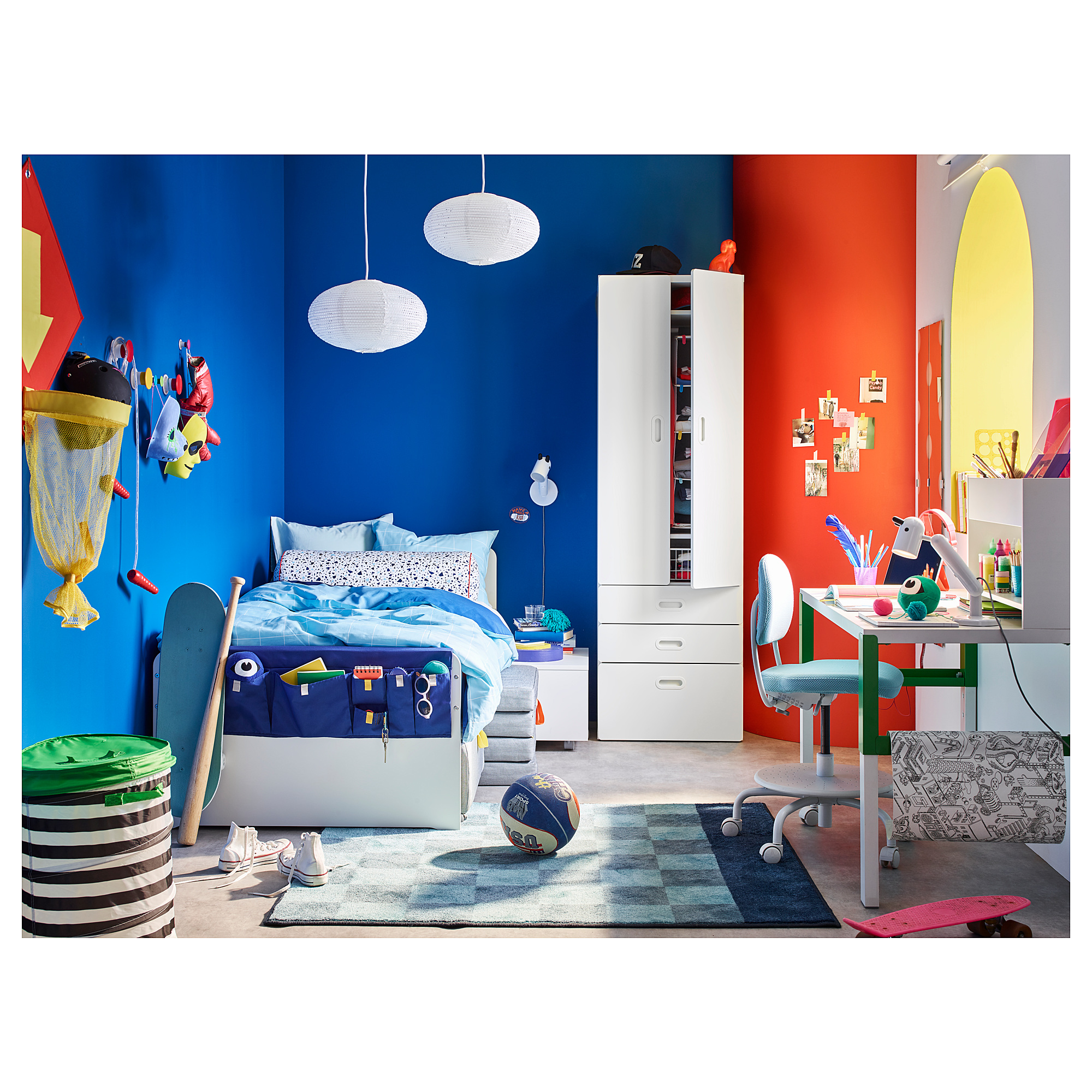 SLÄKT Bed frame with slatted bed base, white, Twin