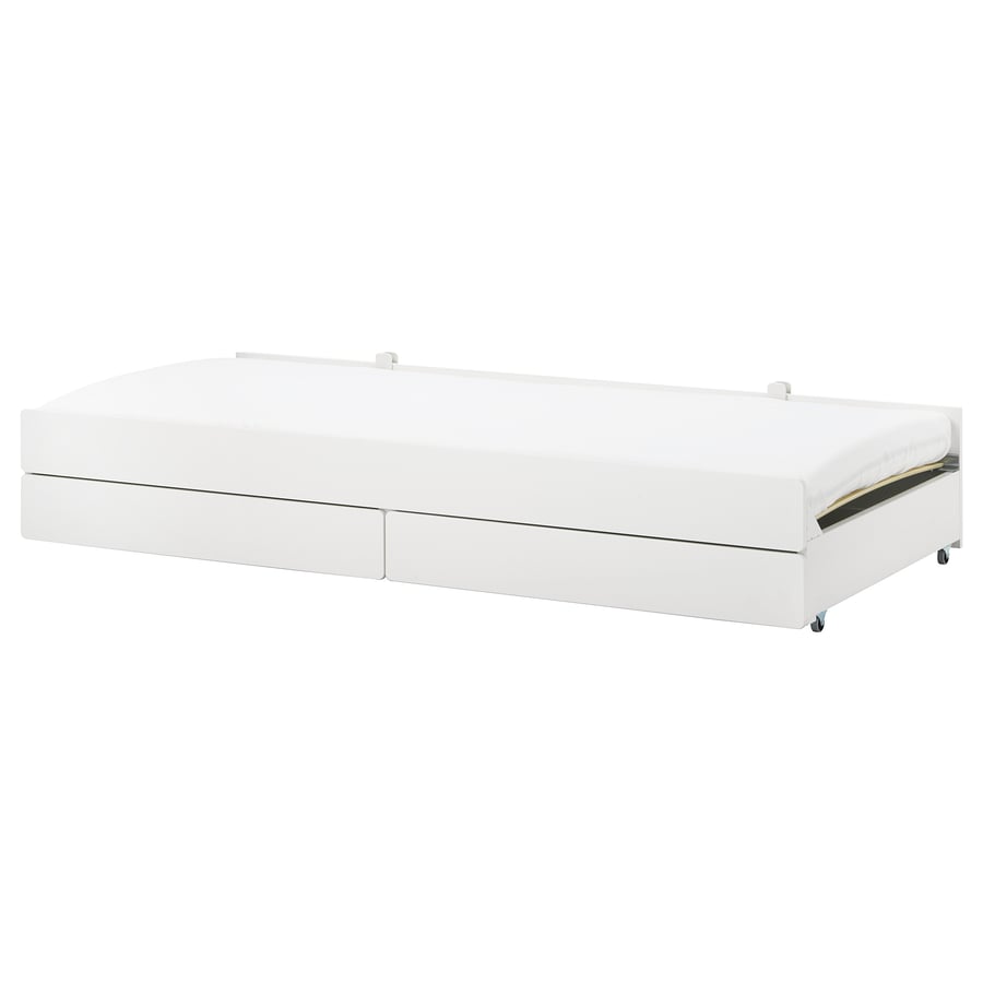 SLÄKT pullout bed with storage, white, Twin IKEA