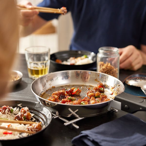 SLÄTROCKA Cookware set with detachable handle, frying pan stainless steel