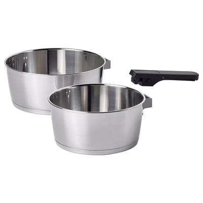 SLÄTROCKA Cookware set with detachable handle, saucepan stainless steel