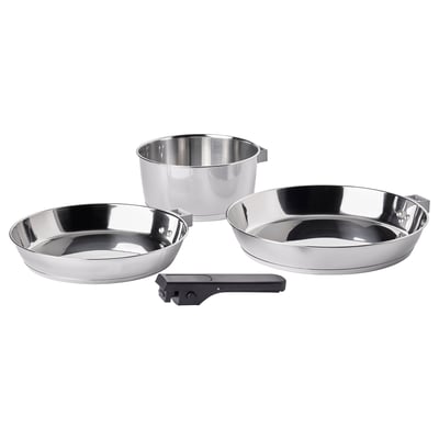 SLÄTROCKA Cookware set with detachable handle, stainless steel