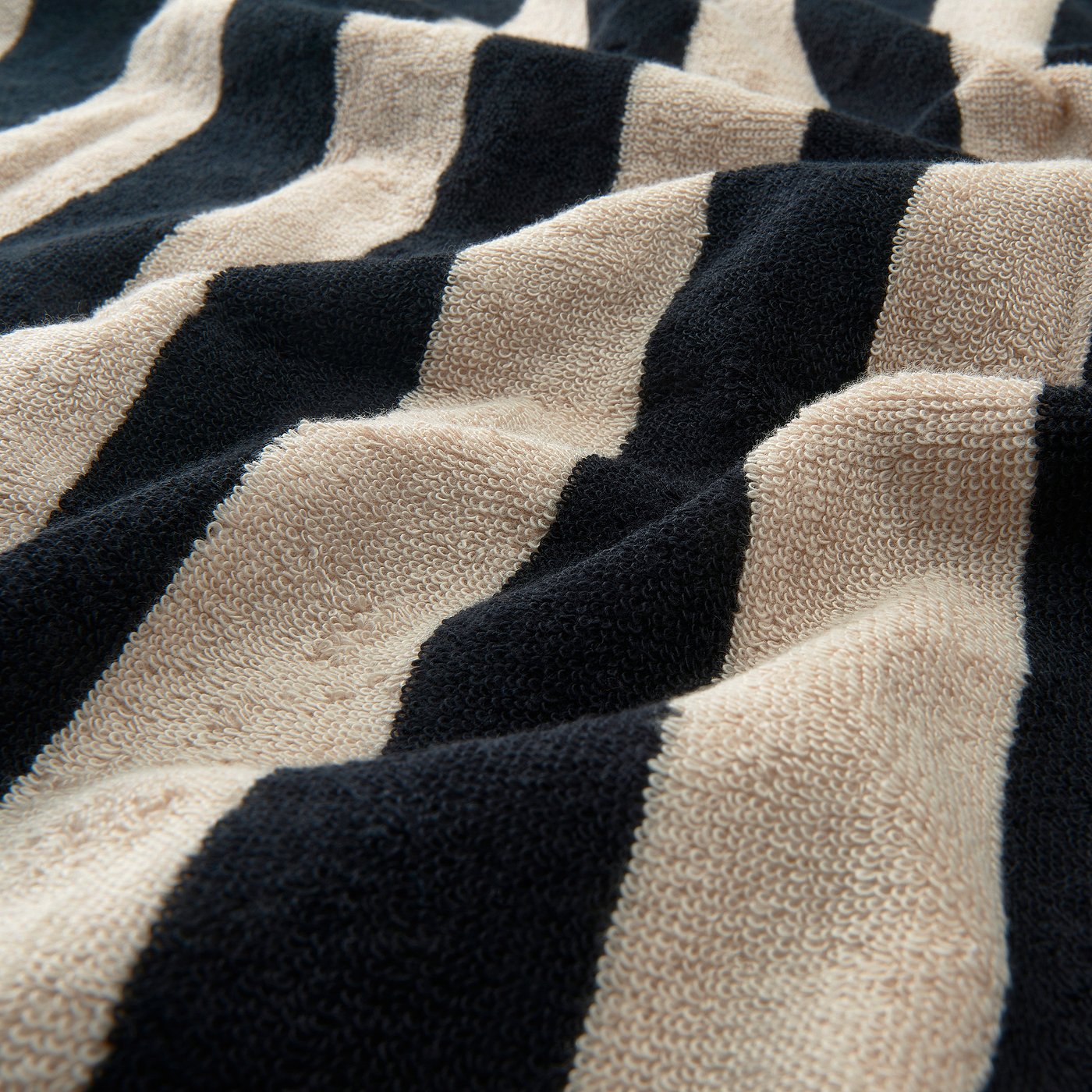 Bath sheet, black/light beige stripe 2
