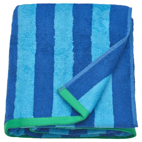 SLÅNHÖSTMAL striped blue-green towel, folded.