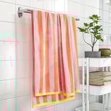 SLÅNHÖSTMAL Bath sheet, orange/pink stripe, 39x59 "