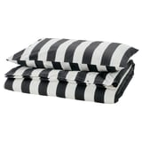 SLÅNHÖSTMAL Duvet cover and pillowcase(s), black/white/stripe, Twin