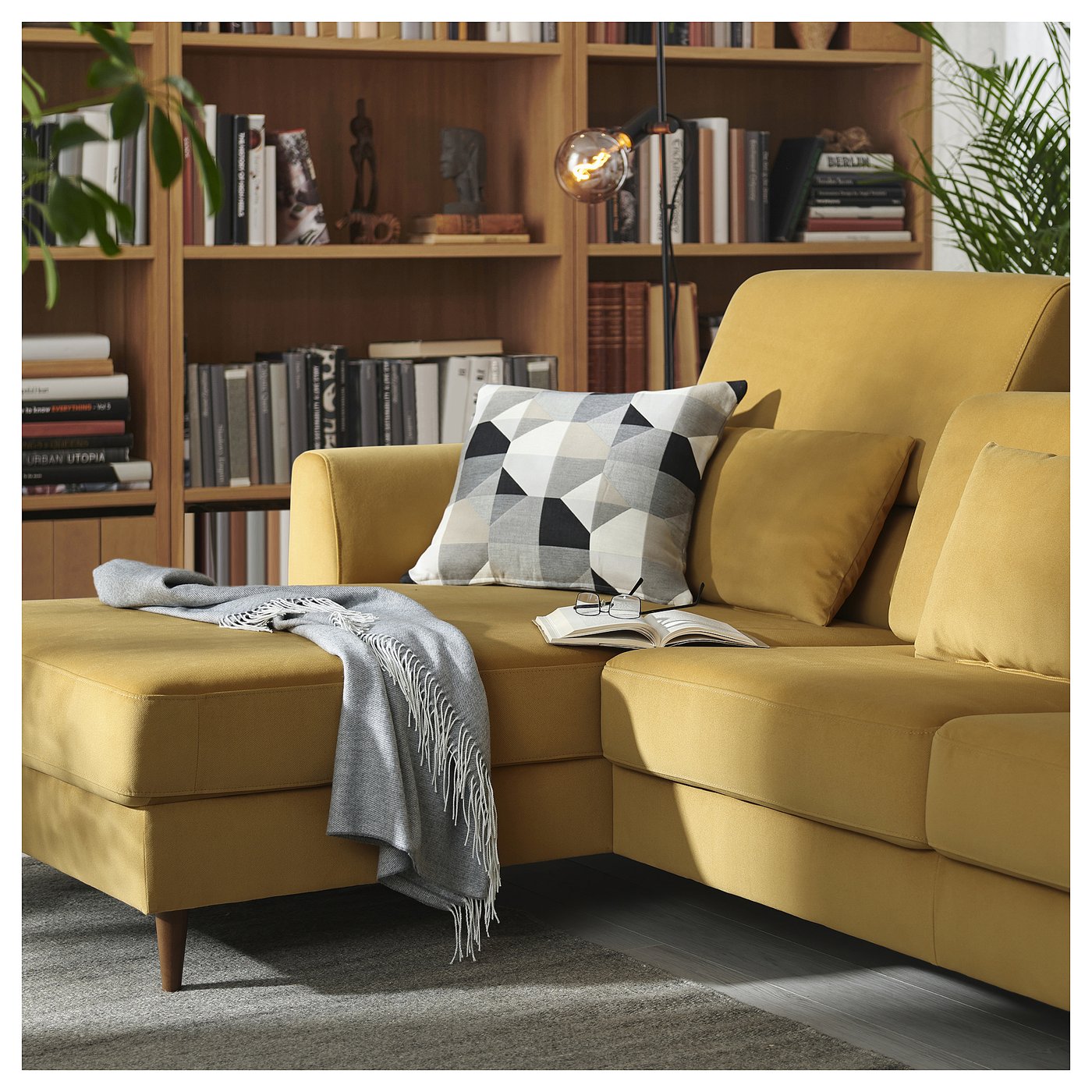 SLATORP sofa with chaise, Hakebo yellow-brown - IKEA