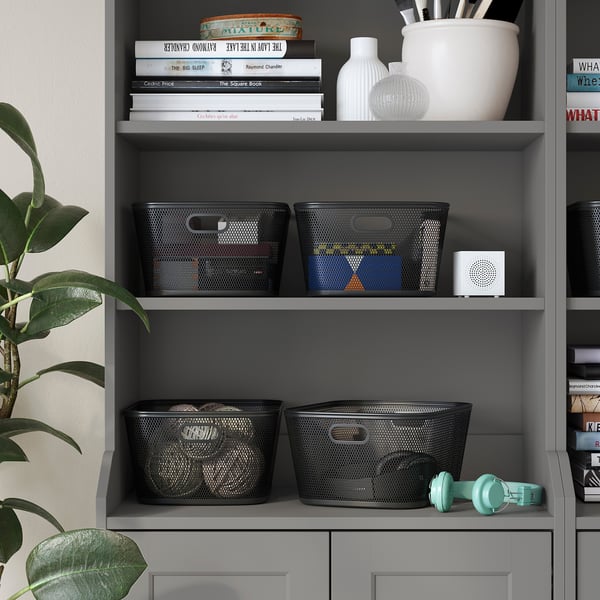 SLÅTTERÄNG Storage basket, anthracite, 9 ¾x12 ½x6 "