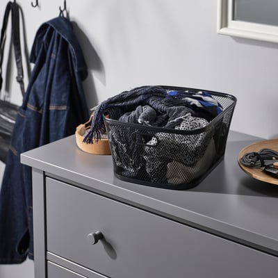 SLÅTTERÄNG Storage basket, anthracite, 9 ¾x12 ½x6 "
