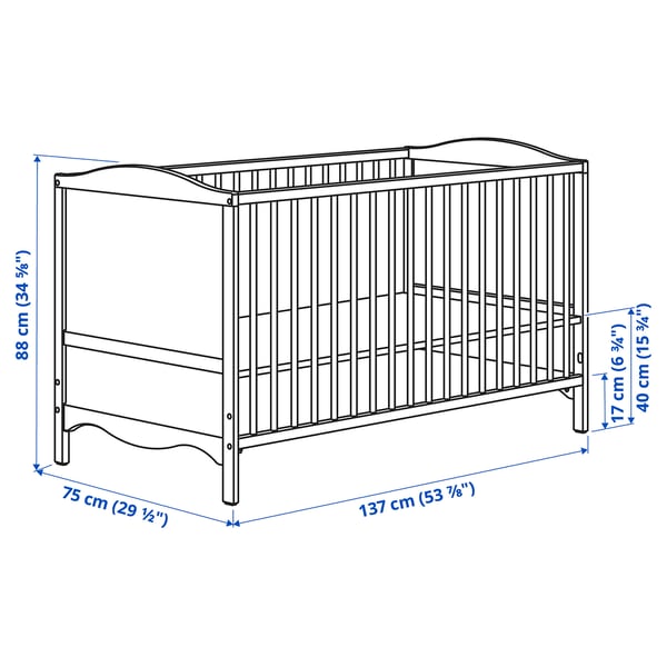 SMÅGÖRA Crib, white, 27 1/2x52 "