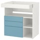 SMÅSTAD Changing table, white blue/with 3 drawers, 35 3/8x31 1/2x39 3/8 "