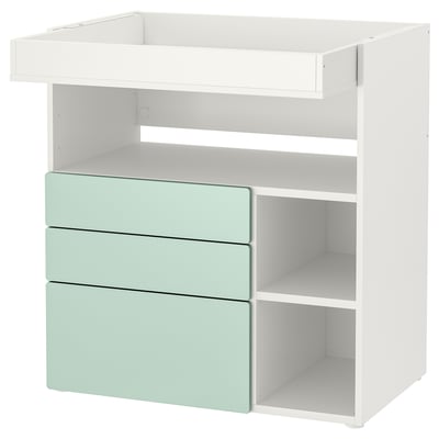 SMÅSTAD Changing table, white light green/with 3 drawers, 35 3/8x31 1/2x39 3/8 "