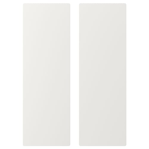 White rectangular storage doors, modern, clean design, made of fibreboard and acrylic paint, suitable for childrens storage.