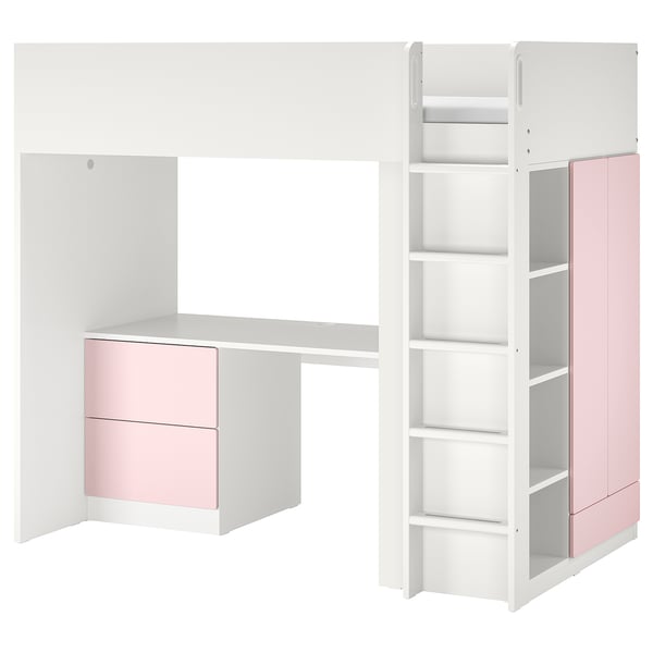 Smastad Loft Bed White Pale Pink With Desk With 3 Drawers Ikea Smastad Loft Bed White Pale Pink With Desk With 3 Drawers Ikea