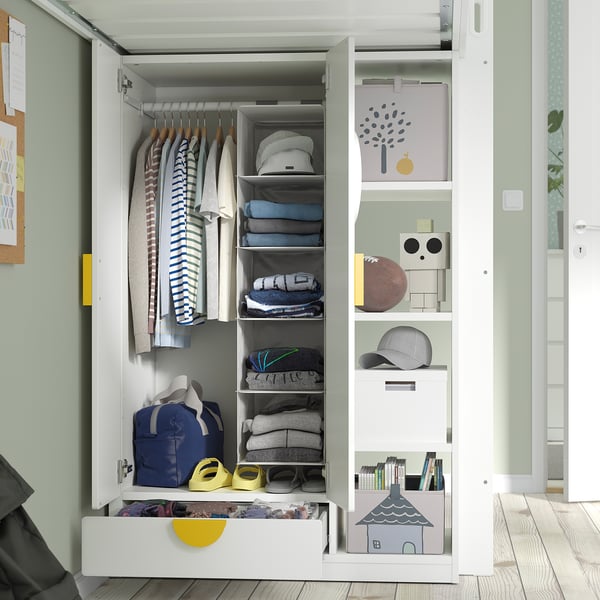 SMÅSTAD Loft bed, white white/with desk with 4 drawers, Twin